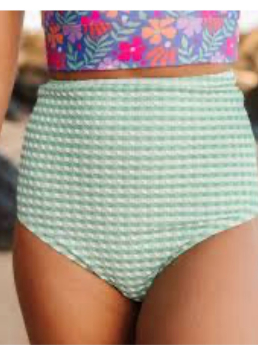 High-Waisted Textured Bikini Bottom in Mint